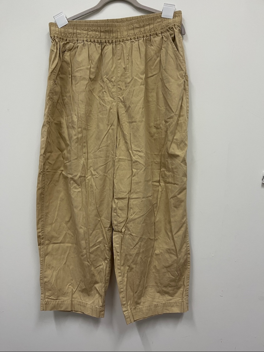 Madewell 100% cotton Khaki Elastic Waist cropped Chino Pants size L